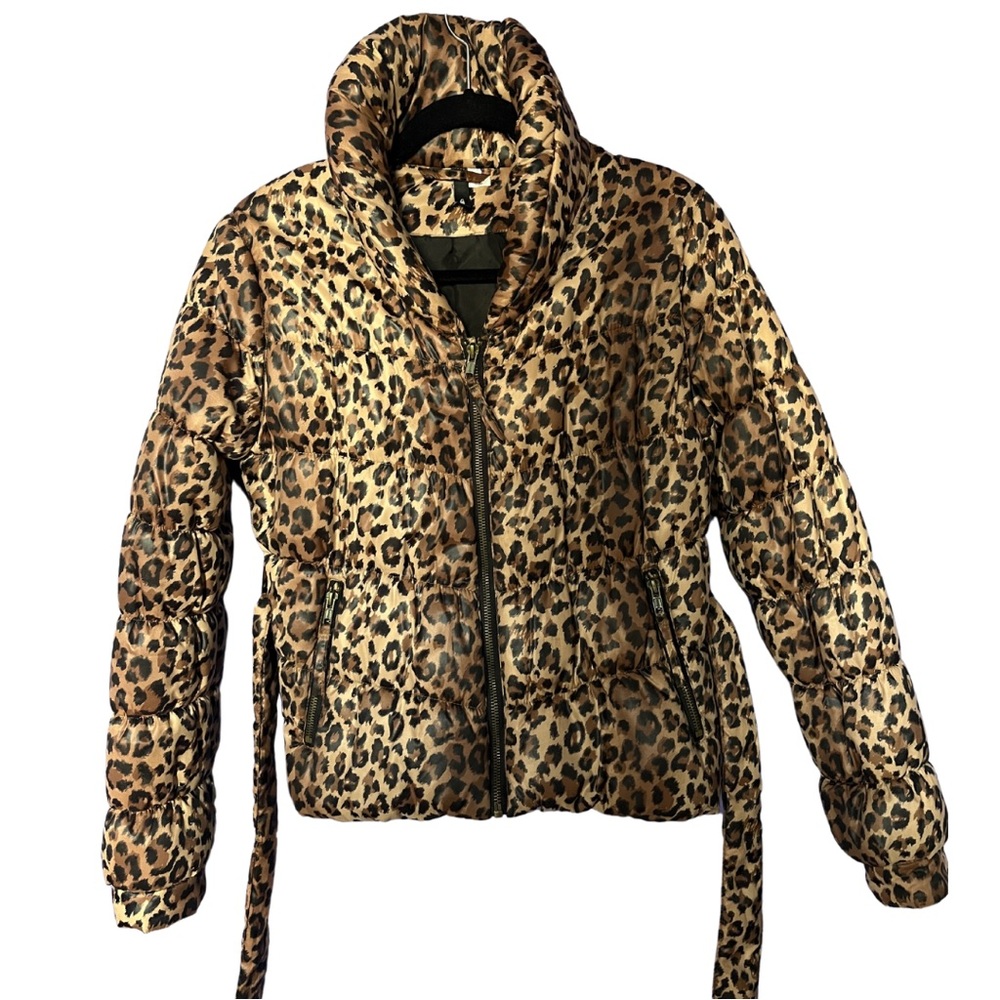 Leopard Puffer with Belt